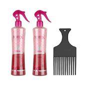 Totex Acondicionador en spray de 2 fases, sin enjuague, desenredante para cabello seco y dañado, 400 ml, 2 unidades + estilizador de dedos (rosa)