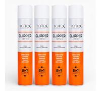 Totex Clipper Spray 400 ml - 5 en 1 - Lubrica, limpia, desinfecta, enfría y protege contra el óxido | Spray desinfectante para cortapelos y recortadoras, afeitadoras eléctricas y suministros de