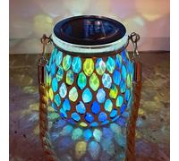 TOTHDATE 1 lámpara solar de mosaico ovalada para exteriores, de cristal ON/OFF colgante de cristal, lámpara de mesa, lámpara solar IP65, resistente al agua, para césped, camino, patio, cubierta,