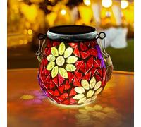 TOTHDATE 1 lámpara solar de mosaico ovalada para exteriores, de cristal On/Off, lámpara de mesa, resistente al agua IP65, resistente al agua, para césped, camino, patio, suelo, estanque, flores,