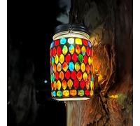 TOTHDATE 1 lámpara solar de mosaico para exteriores, encendido/apagado, cristal colgante de mosaico, lámpara de mesa solar, IP65, resistente al agua, para césped, camino, patio, cubierta, suelo,