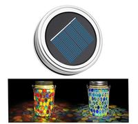 TOTHDATE Tapa de luz solar de 7 cm/2,75 pulgadas para tarros de mosaico, panel solar de repuesto de 600 mAh con luz blanca cálida para jarras de jardín