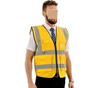 TOTIKI Chaleco Seguridad Chalecos Reflectantes Altos Visibilidad for Correr Nocturno, Carrera al Aire Libre, Ciclismo, Chaleco de Seguridad for Trabajar Reflectante Seguridad(Yellow,Large)
