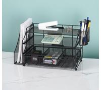 TOTIKI Organizador Escritorio OPNICE Desk Organizers and Accessories, Organizer with Drawer, 4-Tier Paper Tray with 2 Pen Holders + File Holder, Office for Supplies(Rose Gold) Oficina(B)