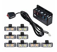 TOTMOX 12-24 V 16 LED luces estroboscópicas delanteras para vehículo coche moto ABS Flash advertencia de emergencia barras luminosas estilo intermitente, color ámbar y blanco