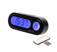 TOTMOX 2 en 1 termómetro de reloj digital LED para interior de coche, reloj de coche con retroiluminación LCD, soporte para modo de transformación 12 horas