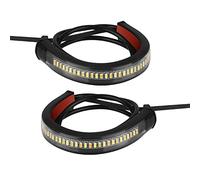 TOTMOX 2pcs 12V Motocicleta Flujo Ámbar LED Tenedor Señal de giro Tira de luces Barras de lámparas para H-ar-ley D-avid-son, Intermitente impermeable Señal de giro Luces de conducción diurna