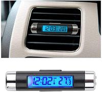 TOTMOX Car Electronic Clock Termómetro 2 en 1 Luminoso, Retroiluminación Clip-on Clock 2 Automotive Digital AU Monitor Car in1 Thermometer LCD