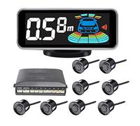 TOTMOX Kit de sensor de aparcamiento con sistema de radar de marcha atrás para coche, alarma y recordatorio de voz, pantalla LED de alerta trasera automática, sistema de monitoreo de conducción