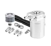 TOTMOX Lata de captura de aceite del automóvil Filtro de aire del depósito diesel 300ML Tanque de gasolina del respiradero del deflector - Plata