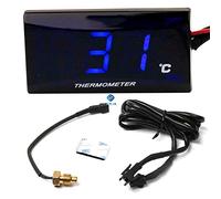 TOTMOX Termómetro digital LED universal para motocicleta con sensor, indicador de temperatura del agua de 0-120 ℃ para scooter de motocicleta de carreras de 12V