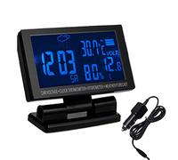 TOTMOX Termómetro digital multifunción para coche, monitor digital de humedad interior con temperatura °C/°F Fahrenheit doble pantalla LCD, monitor de batería y función de reloj