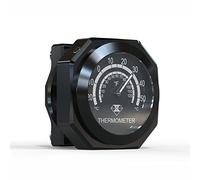 TOTMOX Termómetro para manillar de motocicleta, Ya-ma-ha Kawa-saki Su-zuki Termómetro luminoso de aleación impermeable, Termómetro fluorescente de visión nocturna Negro