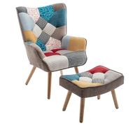 Totò Piccinni Sillón con Taburete diseño Patchwork Patas de Madera de Haya (Patchwork Party)