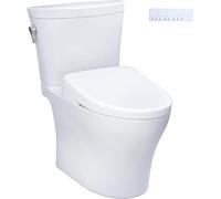 TOTO® WASHLET®+ Aquia IV® Arc - Inodoro alargado de dos piezas de doble descarga de 1.28 y 0.9 GPF con asiento de bidé contemporáneo S7A, algodón blanco - MW4484736CEMFGN#01