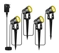 Totofac Foco Proyector Exterior, 4 Pcs LED Lámpara de Césped, 4x3W COB IP65 Impermeable, DC12V 1200LM 3000K focos de jardín, ideal per para exteriores, pasillo, césped, (4-5)