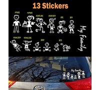 TOTOMO 13 de Palo de Figura Mi Familia Pegatina (Estilo # 2) con el Perro Mascota de la Familia de Gato Etiqueta engomada del Coche de Parachoques para Windows