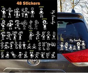 TOTOMO 48 de Palo de Figura Mi Familia Pegatina con los Pescados del Gato del Perro Mascota de la Familia de Aves Conejo Etiqueta engomada del Coche de Parachoques para Windows
