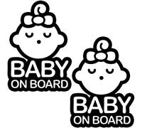 TOTOMO # ALI-027 (Juego de 2) Etiqueta engomada del bebé a bordo Señal de precaución de seguridad de la etiqueta para ventanas del automóvil - Seeling Baby Girl