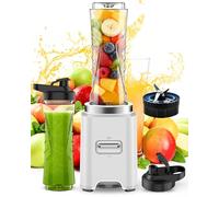 ToTopPioneer 500W Batidora de Vaso,Licuadora Portatil con 4 Cuchillas Inox,2 Botellas 600ml sin BPA,Mini Batidora Smoothies Eléctrica,Licuadoras para Zumos y Batidos Verduras Frutas,Regalo