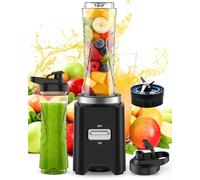 ToTopPioneer 500W Batidora de Vaso,Licuadora Portatil con 4 Cuchillas Inox,2 Botellas 600ml sin BPA,Mini Batidora Smoothies Eléctrica,Licuadoras para Zumos y Batidos Verduras Frutas,Regalo