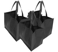Totority 3 Piezas Bolsas de Compra Reutilizables, de Tela No Tejida | Negro, Asas Reforzadas y Base Plana, Organización Práctica para Casa y Trayectos Diarios