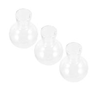 Totority 3 Piezas Jarrón de Cristal Transparente para Propagación Hidropónica Accesorios de Esfera de Vidrio y Soporte de Madera para Decoración de Escritorio