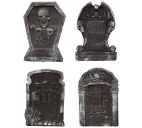 Totority 4 Piezas Lápida en Miniatura de Espuma para Decoración de Halloween, Fácil de Transportar y Resistente, Adecuado para Jardines y Fiestas Temáticas Varios Estilos