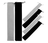 Totority Bolsa para Flauta Dulce Soprano 6 Unidades Tejido de Franela Cordón Ajustable Tamaño 6cm X 37cm Colores Negro y Gris Bolsa de Transporte para Instrumentos de Viento