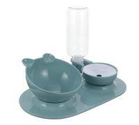 Totority Cuenco Elevado Antivuelco para Gatos Azul, Dispensador Automático de Agua por Gravedad y Comedero Desmontable de PP Seguro, Cuenco de Comida para Mascotas Protección Cervical