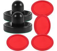 Totority Empujadores y Discos para Hockey Aéreo Resistentes con Mango Ergonómico Set de Empujadores Azules Discos Rojos para Mesa de Juego Air Hockey Familiar