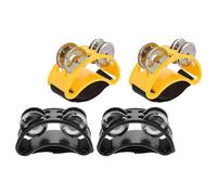 Totority Panderetas de Pie 4 Piezas Cascabeles Metálicos Dobles, Instrumento Rítmico de Percusión para Batería y Guitarra, Accesorios de Percusión para Músicos y Actuaciones en