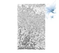 Totority Tela de Lentejuelas Plateada de 135x100 Cm para Manteles y Cortinas, Resistente y Bien Cosida, Material de Lentejuelas y Fibra Química para Disfraces y Decoración