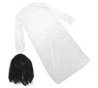 Totority Vestido de Novia Fantasma Blanco Peluca Negra para Halloween, Traje Aterrador y Cómodo Adecuado para Festival al Aire Libre y Cosplay de Vampiro
