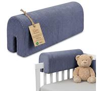 Totsy Baby Chichoneras Cuna Parachoques cunas Bebe 120 cm - Protector Anti caida y Golpe Espuma de Barrera Seguridad niños y niñas para Cama Protection de Valla y Borde Infantil Pana Azul Vaquero