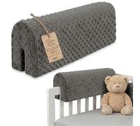 Totsy Baby Chichoneras Cuna Parachoques cunas Bebe 120 cm - Protector Anti caida y Golpe Espuma de Barrera Seguridad niños y niñas para Cama Protection de Valla y Borde Infantil Minky Oeko-Tex Gris