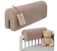 Totsy Baby Chichoneras Cuna Parachoques cunas Bebe 120 cm - Protector Anti caida y Golpe Espuma de Barrera Seguridad niños y niñas para Cama Protection de Valla y Borde Infantil Minky Beige