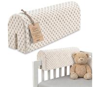 Totsy Baby Chichoneras Cuna Parachoques cunas Bebe 50 cm - Protector Anti caida y Golpe Espuma de Barrera Seguridad niños y niñas para Cama Protection de Valla y Borde Infantil Minky Beige Claro