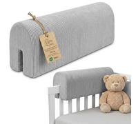 Totsy Baby Chichoneras Cuna Parachoques cunas Bebe 70 cm - Protector Anti caida y Golpe Espuma de Barrera Seguridad niños y niñas para Cama Protection de Valla y Borde Infantil Pana Gris Claro B