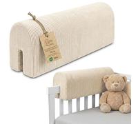Totsy Baby Chichoneras Cuna Parachoques cunas Bebe 70 cm - Protector Anti caida y Golpe Espuma de Barrera Seguridad niños y niñas para Cama Protection de Valla y Borde Infantil Pana Oeko-Tex Beige B