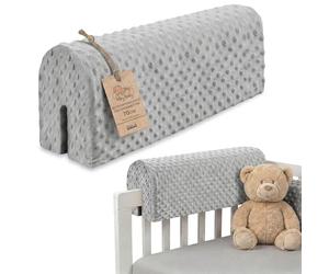 Totsy Baby Chichoneras Cuna Parachoques cunas Bebe 70 cm - Protector Anti caida y Golpe Espuma de Barrera Seguridad niños y niñas para Cama Protection de Valla y Borde Infantil Gris Claro