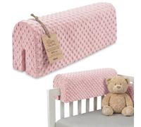 Totsy Baby Chichoneras Cuna Parachoques cunas Bebe 80 cm - Protector Anti caida y Golpe Espuma de Barrera Seguridad niños y niñas para Cama Protection de Valla y Borde Infantil Minky Rosado