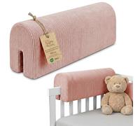 Totsy Baby Chichoneras Cuna Parachoques cunas Bebe 90 cm - Protector Anti caida y Golpe Espuma de Barrera Seguridad niños y niñas para Cama Protection de Valla y Borde Infantil Pana Rosa B
