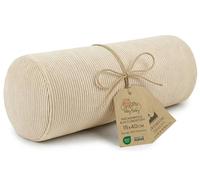 Totsy Baby Cojín cilíndrico Cervical Lumbar y para Rodillas 40x15 cm para Dormir y Yoga - Almohada de Espuma con Funda de Terciopelo Oeko-Tex Beige Claro Pana