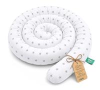 Totsy Baby Cojín de Lactancia XXL con diseño de Serpiente para Cama, Protector de Borde de Cama, diseño de Serpiente XL, Hecho a Mano, Estrellas Grises sobre Blanco, 150 cm, Certificado Oeko-Tex