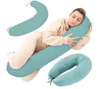 Totsy Baby Cojin Lactancia y Embarazo 190cm - Almohada para Dormir de Lado Descanso y relajación Ideal para futuras mamás Forma en C Muselina Oeko-Tex