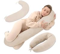 Totsy Baby Cojin Lactancia y Embarazo 190cm - Almohada para Dormir de Lado Descanso y relajación Ideal para futuras mamás Forma en C Muselina Oeko-Tex
