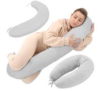 Totsy Baby Cojin Lactancia y Embarazo 190cm - Almohada para Dormir de Lado Descanso y relajación Ideal para futuras mamás Forma en C Muselina Oeko-Tex