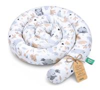 Totsy Baby Cojín Serpiente XXL Almohada de Cama Cojín de Lactancia Rollo de Cama Protector de Borde de Cama Cojín Decorativo Alrededor de Cama Serpiente XL Gris Claro con búhos 400 cm Oeko-Tex
