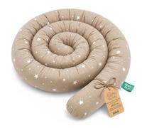 Totsy Baby Cojín Serpiente XXL Almohada de Cama Cojín de Lactancia Rollo de Cama Protector de Borde de Cama Cojín Decorativo Alrededor de Cama Serpiente XL Beige con Estrellas Blancas 400 cm Oeko-Tex